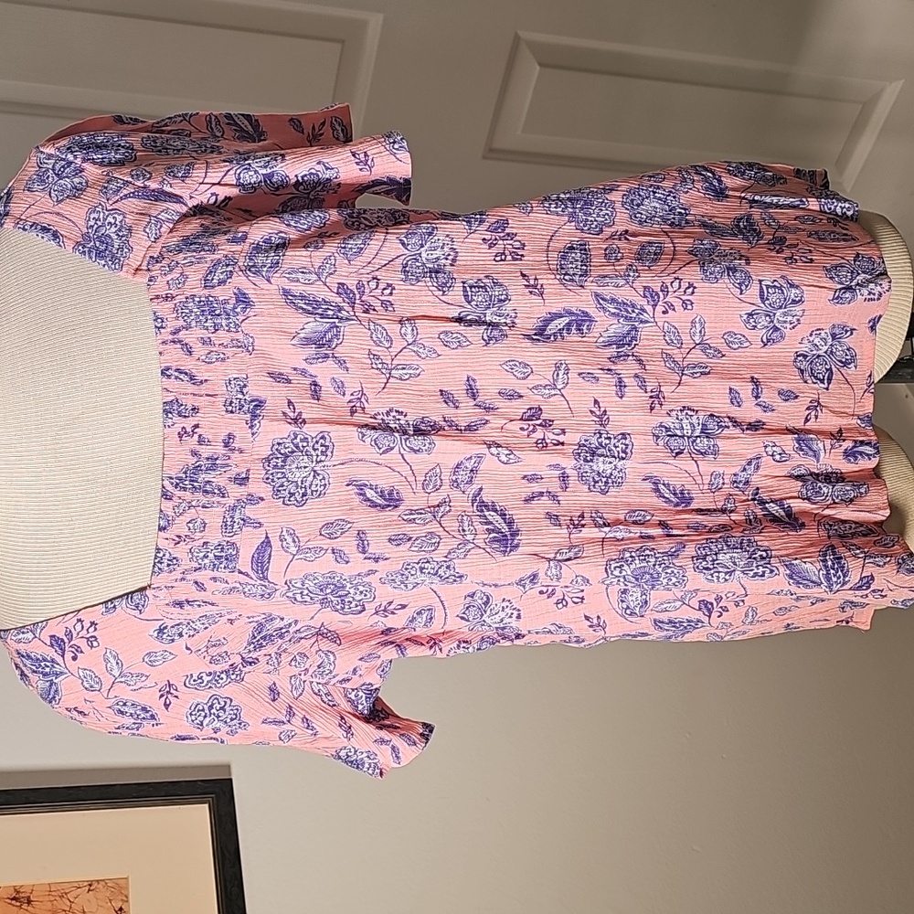 Zac & Rachel Pink and Purple Floral Blouse. Gauzy Fabric. Size XL.